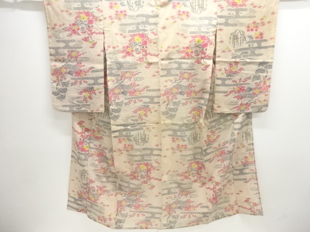 JAPANESE KIMONO / ANTIQUE SUMMER KIMONO / TAISHO ROMAN STYLE / FLOWER